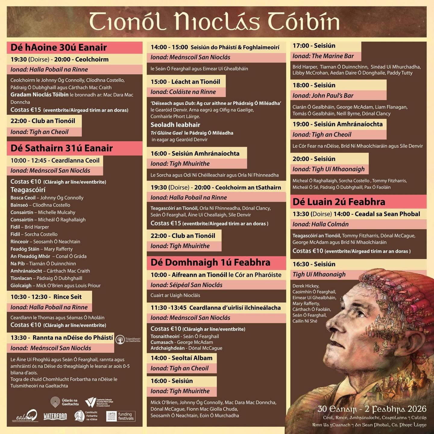 Clár oifigiúil Thionól Nioclás Tóibín 2026